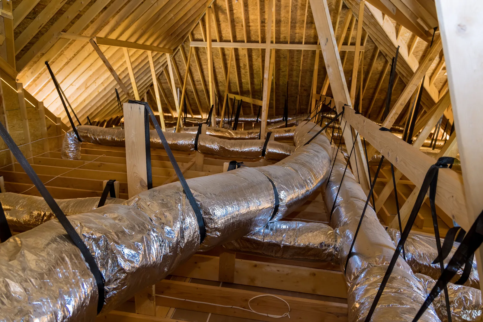 Interior view of residential air ductwork