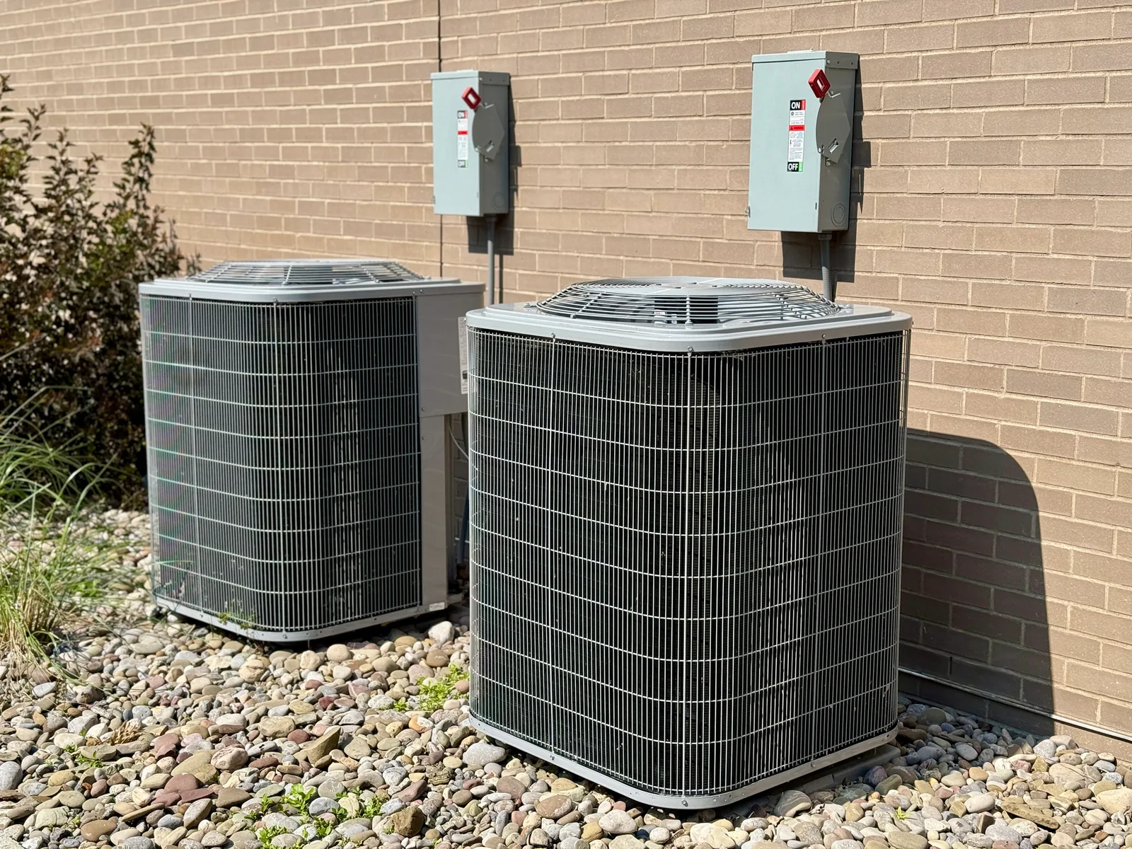 Heat pump outdoor unit providing heating and cooling for a home
